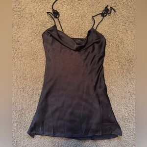 Black silk mini dress